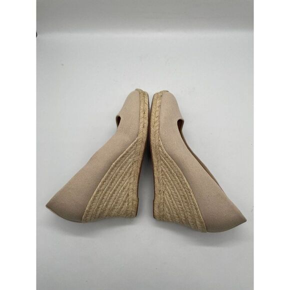 J. Crew Canvas Espadrille Wedge Heels‎ Womens Sz 8 Beige Slip On Casual Peppy - Picture 8 of 9